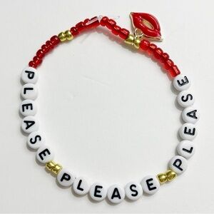 Sabrina Carpenter Please Please Please Red and Gold Beaded Friendship Bracelet